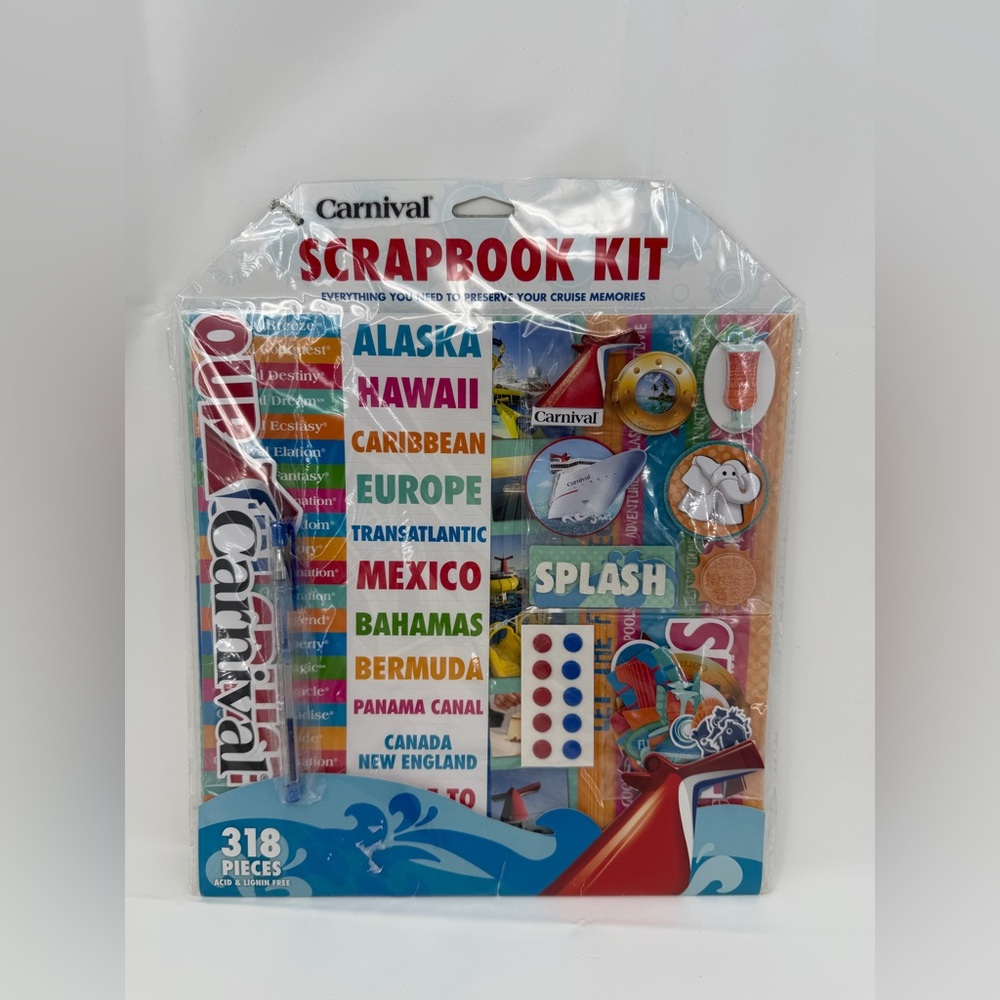 New Carnival Cruise Line Scrapbooking At Sea Scrapbook Kit 318 Pc. Funnel Kit